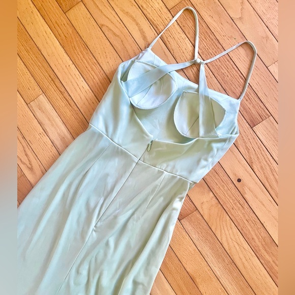 Azazie Sea Foam Green Floor-Length Dress Size A6 - Picture 4 of 5